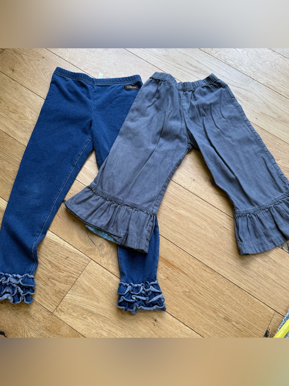 Matilda Jane Girls Pant Bundle Size 6 Ruffle Hem Jeans Wide Leg Pants EUC